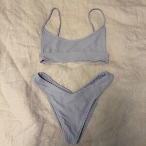 Frankies Bikinis Gavin Top and Enzo Bottom in Cloud - top small, bottom medium